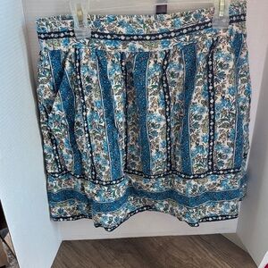 LOFT Blue Floral Stripe Mini Skirt